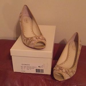 Coach wedge heel peek a toe shoe.